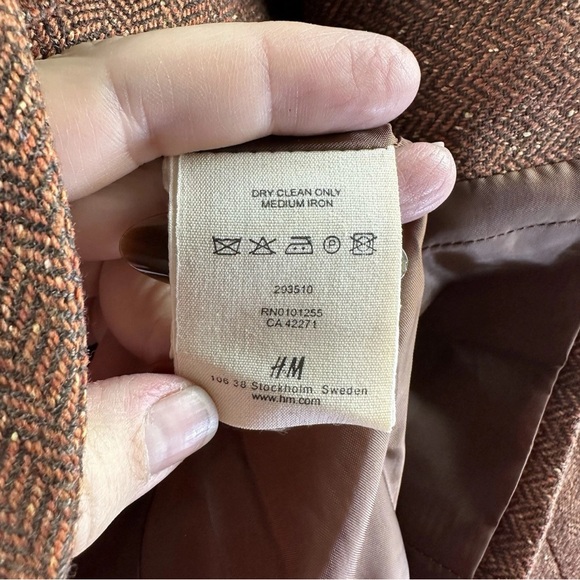 H&M Blazer Women's 4 Brown Orange Herringbone - Picture 3 of 7